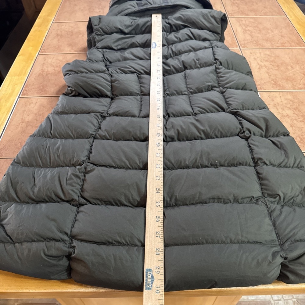 Athleta Women's Size Large Hooded Brown Puffer Vest Goose Down Zip - Picture 9 of 10